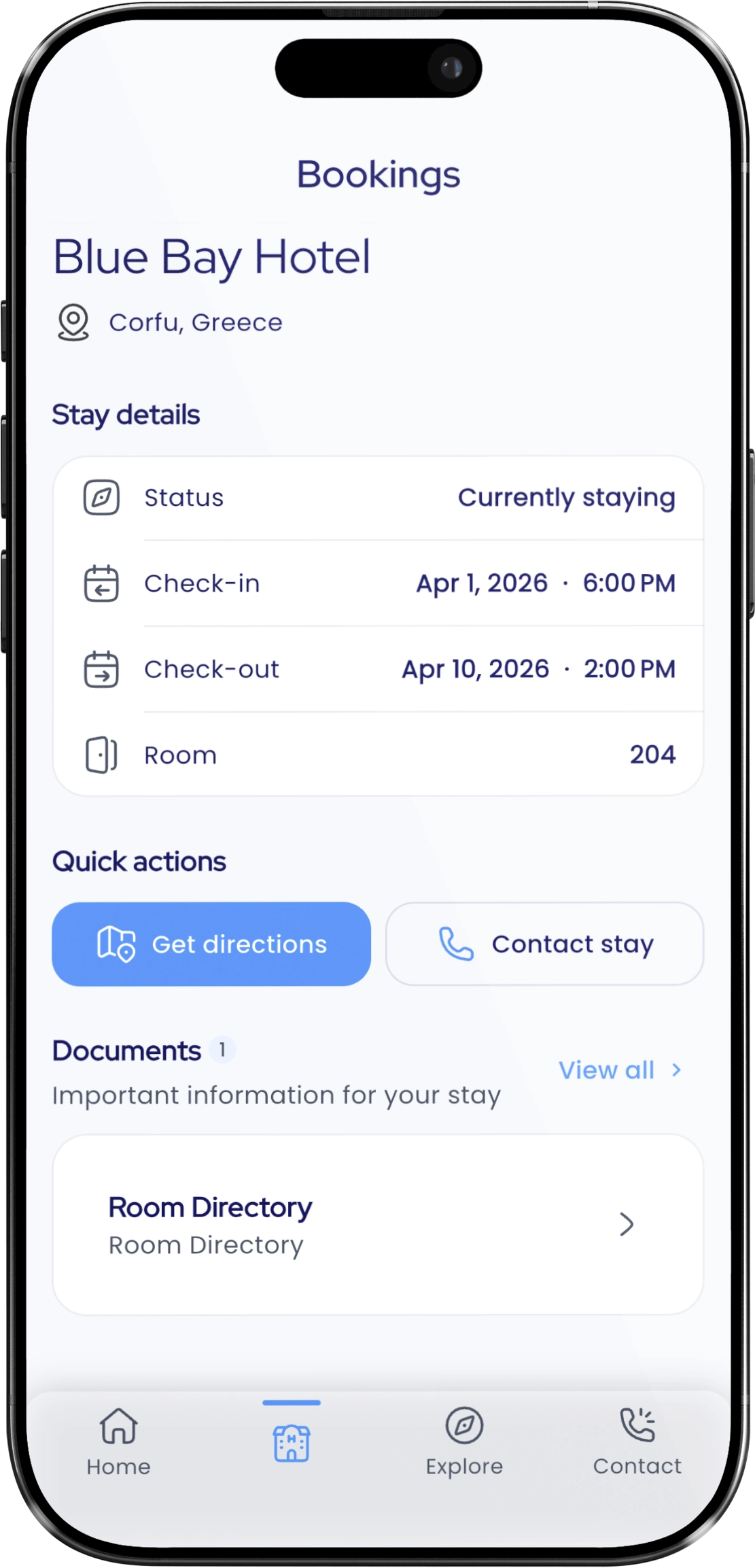 Mobile app booking section